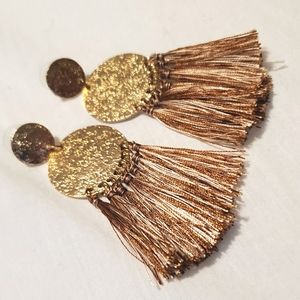 Gold + Blush Tassel Earrings